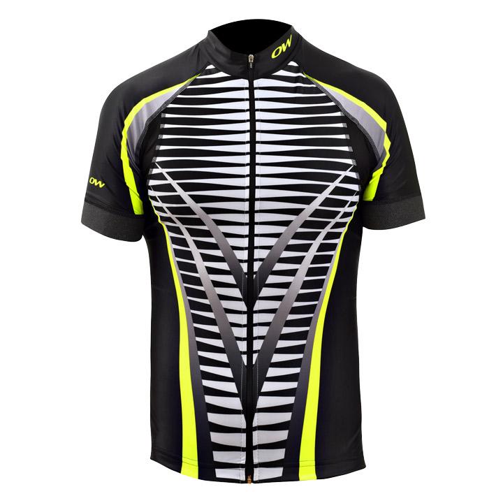 2020 Maillot Cyclisme One Way Noir Jaune Manches Courtes et Cuissard